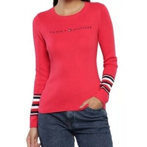 Tommy Hilfiger Women’s Crew Neck Pullover Sweater w Striped Accents XL